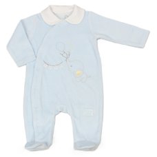 M15966: Baby Boys Embossed Velour All In One (0-9 Months)
